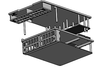ASYS Inline-Bausatzbeispiel mit kundenspezifischen Schnittstellenposition - Rückansicht